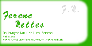 ferenc melles business card